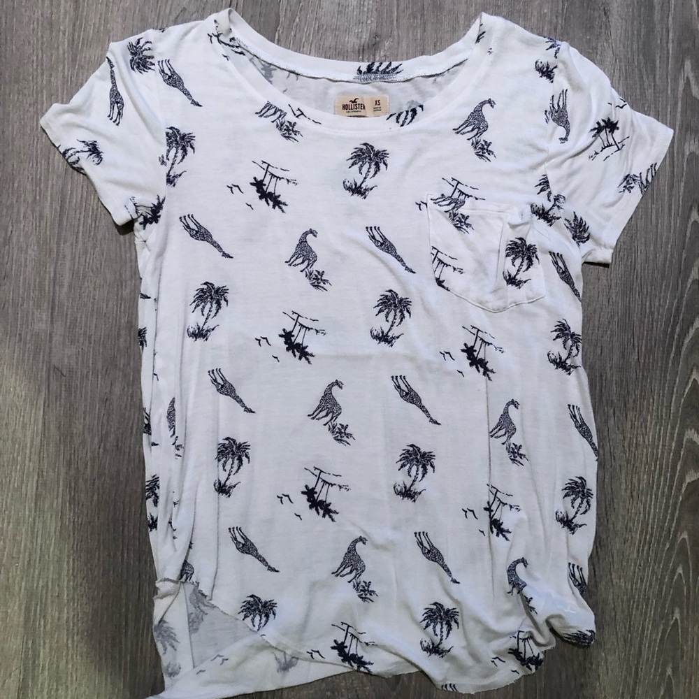hollister white animal print tee